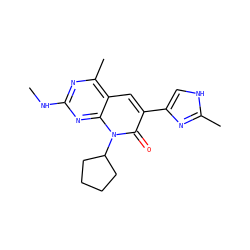 CNc1nc(C)c2cc(-c3c[nH]c(C)n3)c(=O)n(C3CCCC3)c2n1 ZINC000117703016