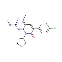 CNc1nc(C)c2cc(-c3ccc(Cl)nc3)c(=O)n(C3CCCC3)c2n1 ZINC000117768072