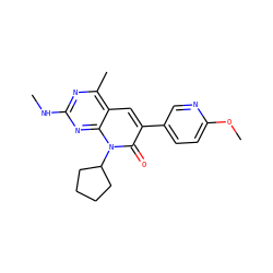 CNc1nc(C)c2cc(-c3ccc(OC)nc3)c(=O)n(C3CCCC3)c2n1 ZINC000117703796