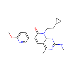 CNc1nc(C)c2cc(-c3ccc(OC)nc3)c(=O)n(CCC3CC3)c2n1 ZINC000117699753
