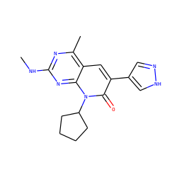 CNc1nc(C)c2cc(-c3cn[nH]c3)c(=O)n(C3CCCC3)c2n1 ZINC000141350827