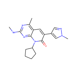 CNc1nc(C)c2cc(-c3cnn(C)c3)c(=O)n(C3CCCC3)c2n1 ZINC000140752886