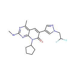 CNc1nc(C)c2cc(-c3cnn(CC(F)F)c3)c(=O)n(C3CCCC3)c2n1 ZINC000117766142