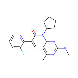 CNc1nc(C)c2cc(-c3ncccc3F)c(=O)n(C3CCCC3)c2n1 ZINC000117702639
