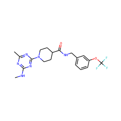 CNc1nc(C)nc(N2CCC(C(=O)NCc3cccc(OC(F)(F)F)c3)CC2)n1 ZINC000096271655