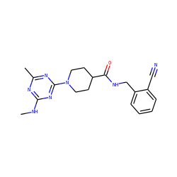 CNc1nc(C)nc(N2CCC(C(=O)NCc3ccccc3C#N)CC2)n1 ZINC000096271652