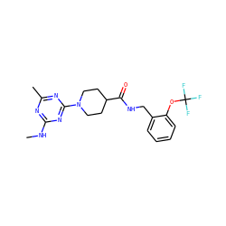 CNc1nc(C)nc(N2CCC(C(=O)NCc3ccccc3OC(F)(F)F)CC2)n1 ZINC000096271658
