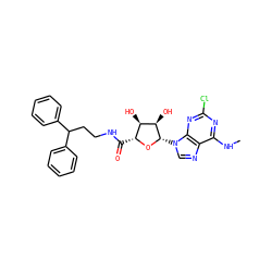 CNc1nc(Cl)nc2c1ncn2[C@@H]1O[C@H](C(=O)NCCC(c2ccccc2)c2ccccc2)[C@@H](O)[C@H]1O ZINC000096901427