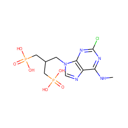CNc1nc(Cl)nc2c1ncn2CC(CP(=O)(O)O)CP(=O)(O)O ZINC000027636736