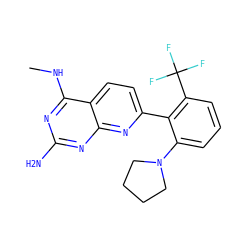 CNc1nc(N)nc2nc(-c3c(N4CCCC4)cccc3C(F)(F)F)ccc12 ZINC000095562280