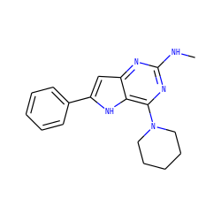 CNc1nc(N2CCCCC2)c2[nH]c(-c3ccccc3)cc2n1 ZINC000013834944