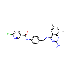 CNc1nc(NCc2ccc(NC(=O)c3ccc(Cl)nc3)cc2)c2cc(C)cc(C)c2n1 ZINC000143619503