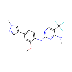 CNc1nc(Nc2ccc(-c3cnn(C)c3)cc2OC)ncc1C(F)(F)F ZINC000169704315