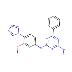 CNc1nc(Nc2ccc(-n3cncn3)c(OC)c2)nc(-c2ccccc2)n1 ZINC000653689405