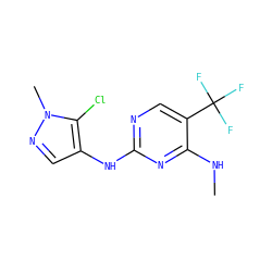 CNc1nc(Nc2cnn(C)c2Cl)ncc1C(F)(F)F ZINC000095581765