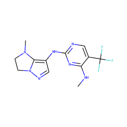 CNc1nc(Nc2cnn3c2N(C)CC3)ncc1C(F)(F)F ZINC000205906834