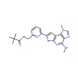 CNc1nc2[nH]c(-c3cccc(CNC(=O)C(C)(C)C)n3)cc2c2c1ncn2C ZINC000073165167