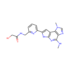 CNc1nc2[nH]c(-c3cccc(CNC(=O)CO)n3)cc2c2c1ncn2C ZINC000073142076