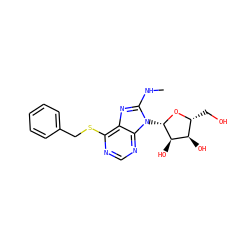CNc1nc2c(SCc3ccccc3)ncnc2n1[C@@H]1O[C@H](CO)[C@@H](O)[C@H]1O ZINC000013607467