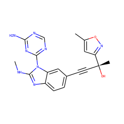 CNc1nc2ccc(C#C[C@@](C)(O)c3cc(C)on3)cc2n1-c1ncnc(N)n1 ZINC000299839282