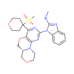 CNc1nc2ccccc2n1-c1nc2c(c(C3(S(C)(=O)=O)CCOCC3)n1)OC[C@H]1COCCN21 ZINC000218188548