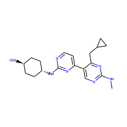CNc1ncc(-c2ccnc(N[C@H]3CC[C@H](N)CC3)n2)c(CC2CC2)n1 ZINC000653745020