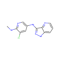 CNc1ncc(Nc2n[nH]c3cccnc23)cc1Cl ZINC000167009622