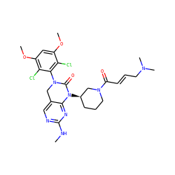 CNc1ncc2c(n1)N([C@@H]1CCCN(C(=O)/C=C/CN(C)C)C1)C(=O)N(c1c(Cl)c(OC)cc(OC)c1Cl)C2 ZINC001772640491
