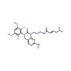 CNc1ncc2c(n1)N(CCCNC(=O)/C=C/CN(C)C)C(=O)N(c1c(Cl)c(OC)cc(OC)c1Cl)C2 ZINC001772627867