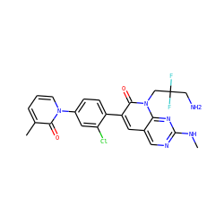 CNc1ncc2cc(-c3ccc(-n4cccc(C)c4=O)cc3Cl)c(=O)n(CC(F)(F)CN)c2n1 ZINC000653858596