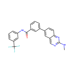 CNc1ncc2cc(-c3cccc(C(=O)Nc4cccc(C(F)(F)F)c4)c3)ccc2n1 ZINC000034636354