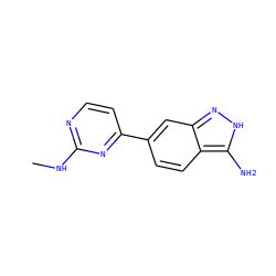 CNc1nccc(-c2ccc3c(N)[nH]nc3c2)n1 ZINC000071330370