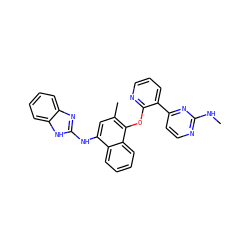 CNc1nccc(-c2cccnc2Oc2c(C)cc(Nc3nc4ccccc4[nH]3)c3ccccc23)n1 ZINC000039115026