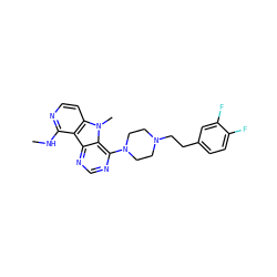 CNc1nccc2c1c1ncnc(N3CCN(CCc4ccc(F)c(F)c4)CC3)c1n2C ZINC000013559674