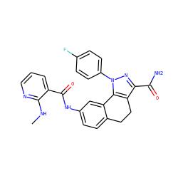 CNc1ncccc1C(=O)Nc1ccc2c(c1)-c1c(c(C(N)=O)nn1-c1ccc(F)cc1)CC2 ZINC000045335936