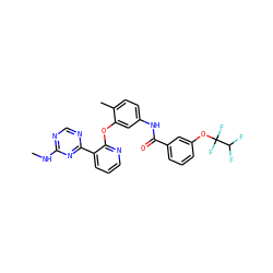 CNc1ncnc(-c2cccnc2Oc2cc(NC(=O)c3cccc(OC(F)(F)C(F)F)c3)ccc2C)n1 ZINC000028896926