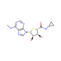 CNc1ncnc2c1ncn2[C@@H]1S[C@H](C(=O)NC2CC2)[C@@H](O)[C@H]1O ZINC000045358801
