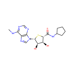 CNc1ncnc2c1ncn2[C@@H]1S[C@H](C(=O)NC2CCCC2)[C@@H](O)[C@H]1O ZINC000045347616