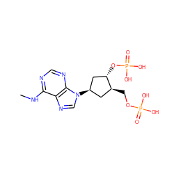 CNc1ncnc2c1ncn2[C@H]1C[C@H](OP(=O)(O)O)[C@@H](COP(=O)(O)O)C1 ZINC000013805493