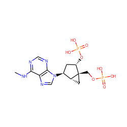 CNc1ncnc2c1ncn2[C@H]1C[C@H](OP(=O)(O)O)[C@]2(COP(=O)(O)O)C[C@H]12 ZINC000013528970