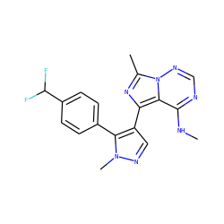 CNc1ncnn2c(C)nc(-c3cnn(C)c3-c3ccc(C(F)F)cc3)c12 ZINC000169697313