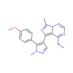 CNc1ncnn2c(C)nc(-c3cnn(C)c3-c3ccc(OC)cc3)c12 ZINC000169697363