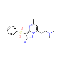 CNc1nn2c(CCN(C)C)cc(C)nc2c1S(=O)(=O)c1ccccc1 ZINC000073159514