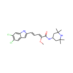 CO/C(=C\C=C\c1cc2cc(Cl)c(Cl)cc2[nH]1)C(=O)NC1CC(C)(C)NC(C)(C)C1 ZINC000013555341