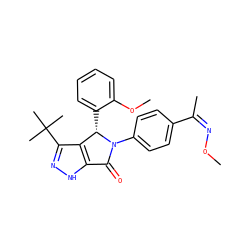 CO/N=C(/C)c1ccc(N2C(=O)c3[nH]nc(C(C)(C)C)c3[C@@H]2c2ccccc2OC)cc1 ZINC000096177164