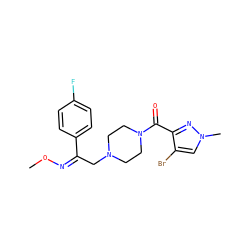 CO/N=C(/CN1CCN(C(=O)c2nn(C)cc2Br)CC1)c1ccc(F)cc1 ZINC000058563694