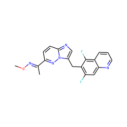 CO/N=C(\C)c1ccc2ncc(Cc3c(F)cc4ncccc4c3F)n2n1 ZINC000068248550