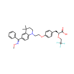 CO/N=C(\c1ccccc1)c1ccc2c(c1)C(C)(C)CCN2CCOc1ccc(C[C@H](OCC(F)(F)F)C(=O)O)cc1 ZINC000042966521