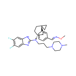 CO/N=C/c1cccc([C@]23CC[C@@H](N(CCCN4CCN(C)CC4)c4nc5cc(F)c(F)cc5[nH]4)C[C@H]2C3)c1 ZINC000036351717