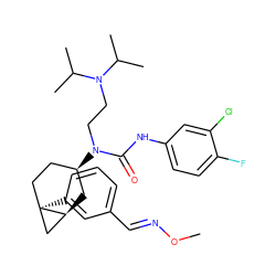CO/N=C/c1cccc([C@]23CC[C@@H](N(CCN(C(C)C)C(C)C)C(=O)Nc4ccc(F)c(Cl)c4)C[C@H]2C3)c1 ZINC000028649974